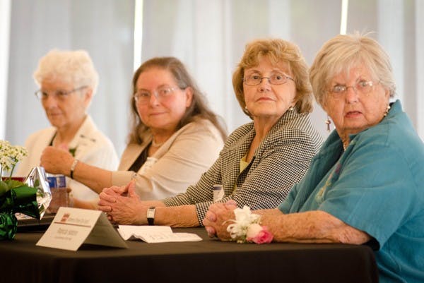 FIRST LADIES: Dorothy Cooper Nelson, Barbara Sherman, Beverly Hermon and Patricia Hatton (left to right) were honored at a lunch panel on Tuesday afternoon that celebrated the first women to serve as council members for the city of Tempe. (Photo by Aaron Lavinsky) 