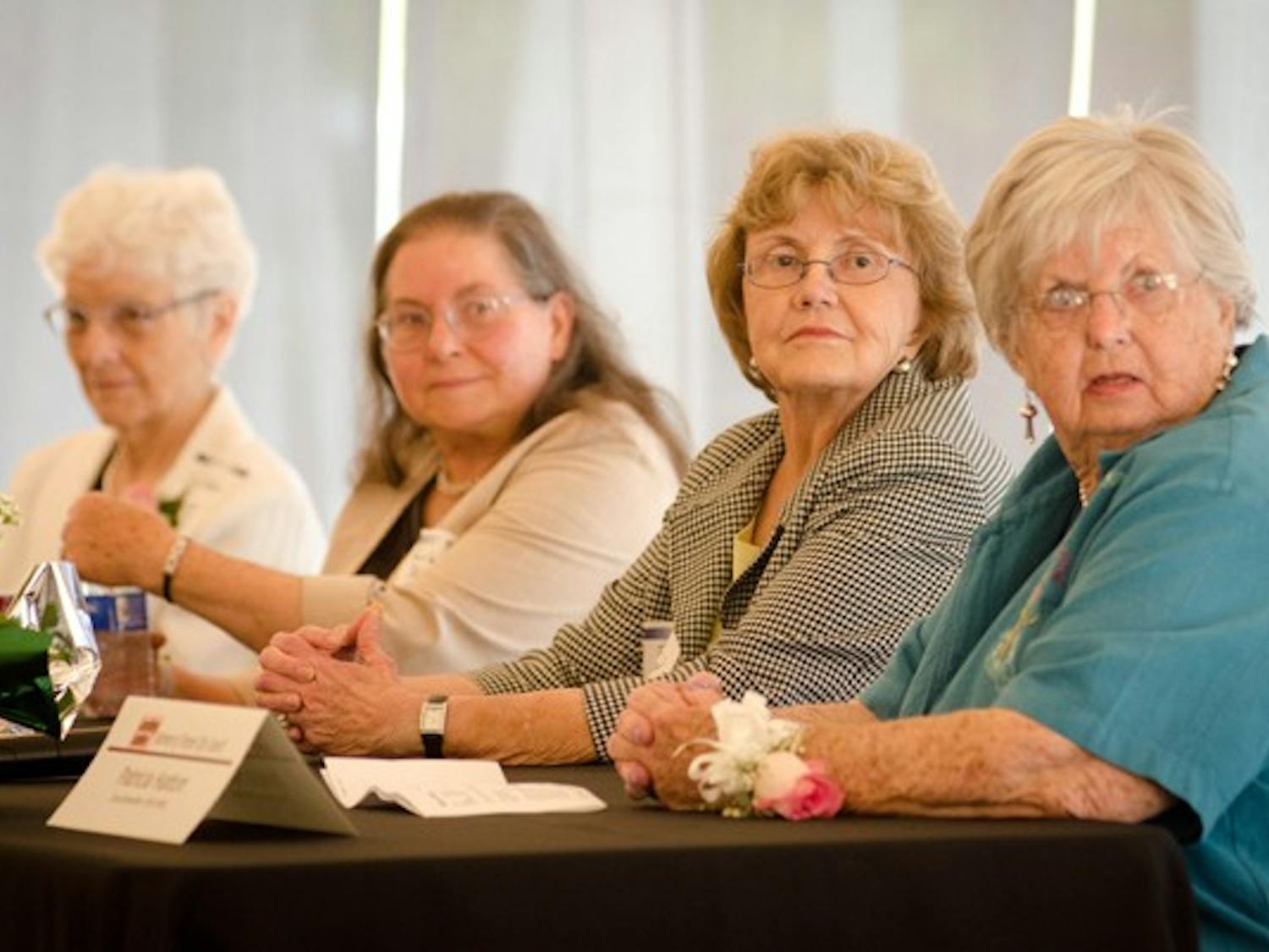 FIRST LADIES: Dorothy Cooper Nelson, Barbara Sherman, Beverly Hermon and Patricia Hatton (left to right) were honored at a lunch panel on Tuesday afternoon that celebrated the first women to serve as council members for the city of Tempe. (Photo by Aaron Lavinsky) 