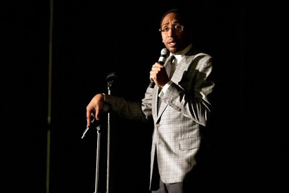 Former ESPN announcer Stephen A. Smith gave a speech and answered questions at ASU's Sun Devil Fitness Complex on March 25. (Photo by Mario Mendez)