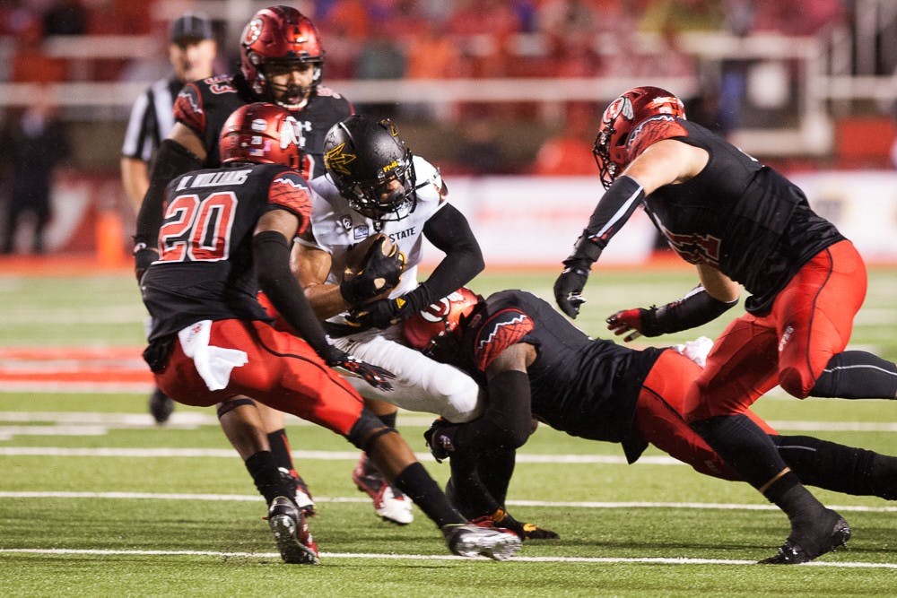 Senior wide receiver D.J. Foster (8) against Utah on Saturday, Oct. 17, 2015, at Rice-Eccles Stadium in Salt Lake City, Utah.