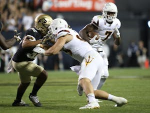 Arizona State junior wide receiver Kalen Ballage runs the ball on Saturday, Oct. 15, 2016, in Folsom Field in Boulder, Colorado. The Colorado Buffaloes went on to defeat the Sun Devils 40-16.
