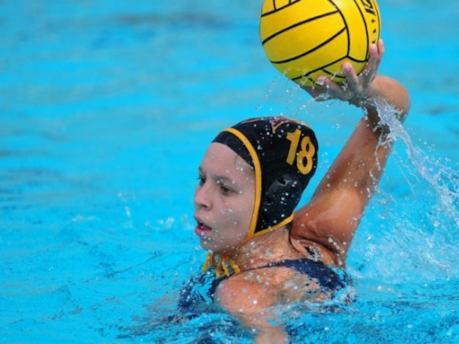 Then-freshman Izabella Chiappini is pictured in an ASU water polo game in 2014 (Photo courtesy of ASU)