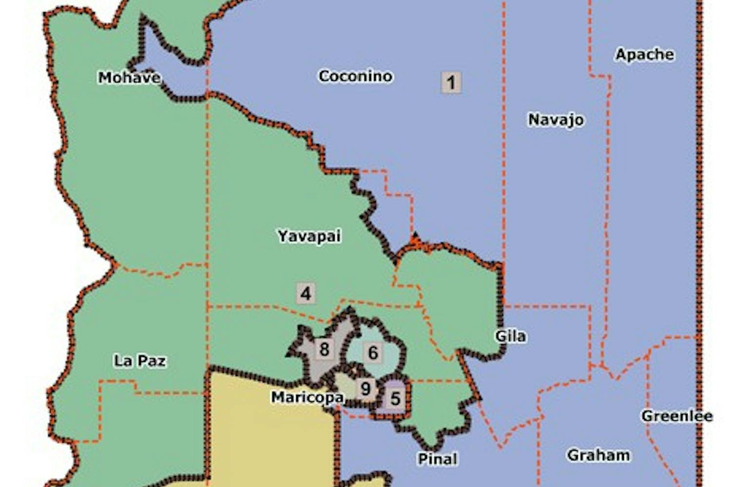 Tentative Final Congressional Map (Image courtesy of the Arizona Independent Redistricting Commission)