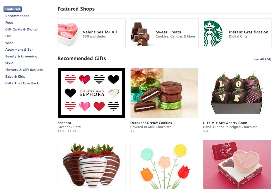 The newest push by the Facebook team is to get you to send gifts to your Facebook friends, but is it really going to replace classic gift giving? Screenshot by Courtland Jeffrey