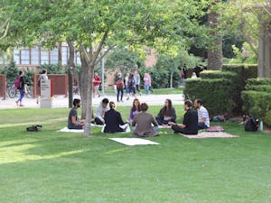 Students, staff and faculty participate in Mindful ASU's first event, an interfaith meditation at the Tempe Campus on&nbsp;March 23, 2017.