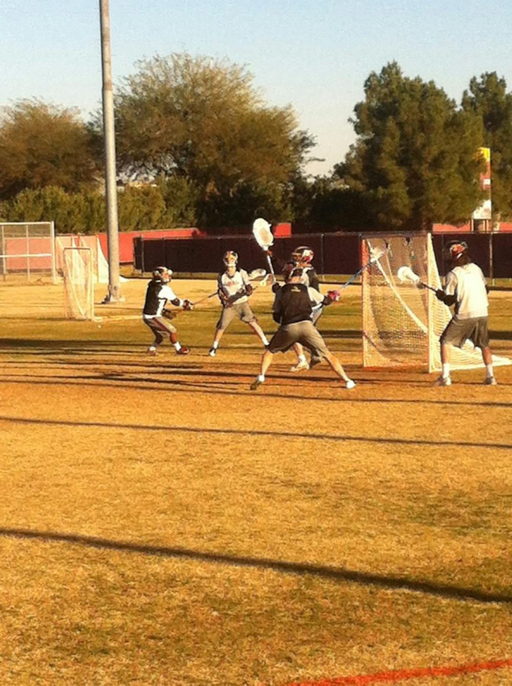 ASU Lacrosse practices on Tuesday, February 26 preparing for the Chapman game. Photo by Nick Krueger
