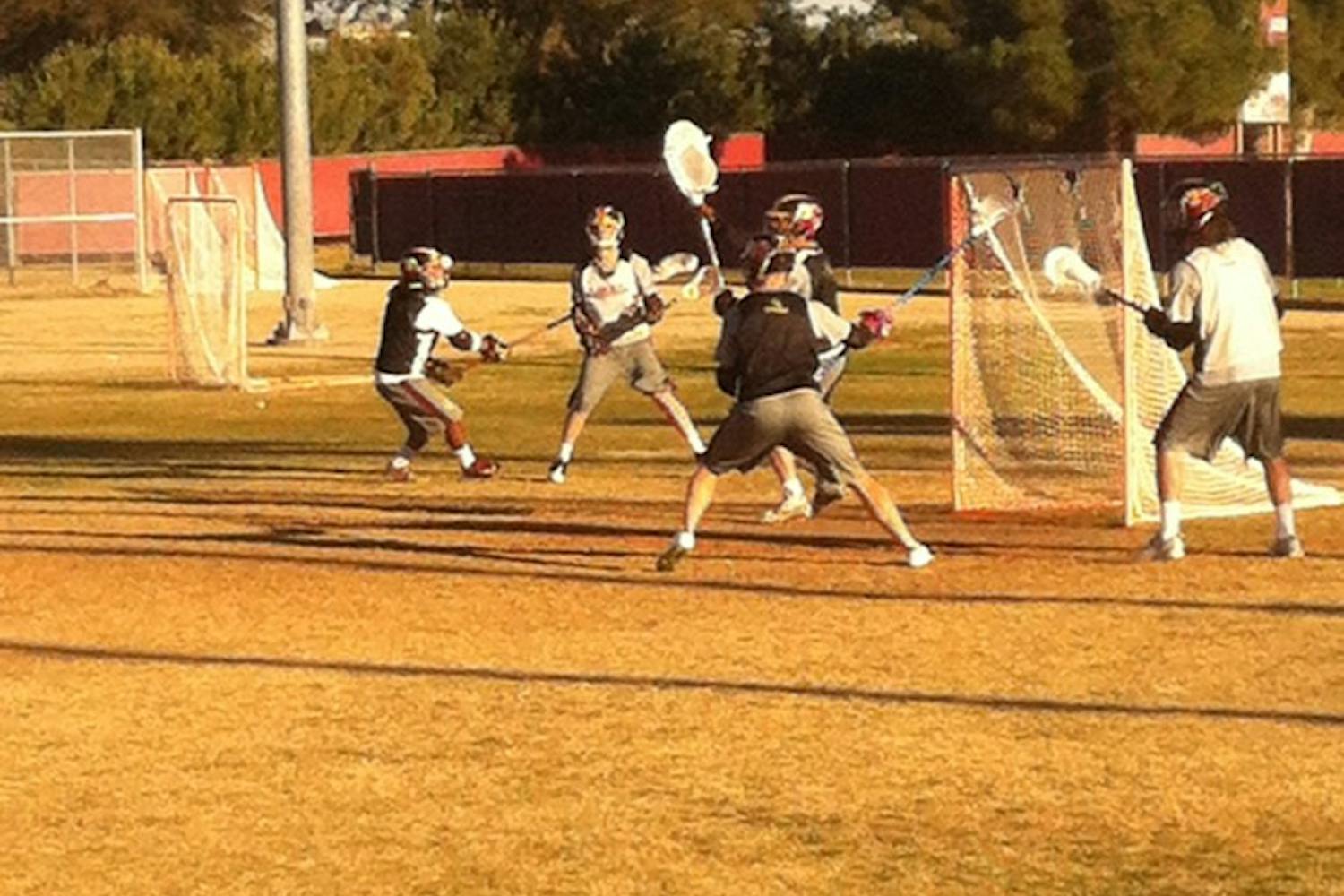 ASU Lacrosse practices on Tuesday, February 26 preparing for the Chapman game. Photo by Nick Krueger