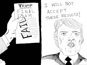 Donald Trump rejects the outcome of his final exam. Illustration published on Sunday, Oct. 30, 2016.