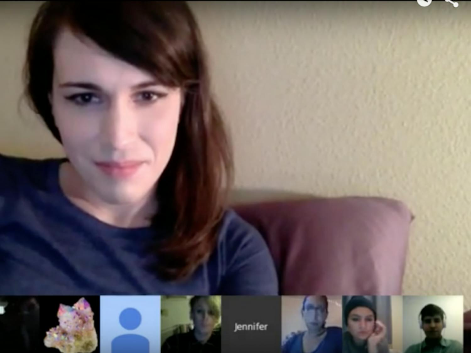 Screenshot from Trans Planet's first reading, which featured&nbsp;Sarah June Woods, Manuel Arturo Abreu, Jos Charles, Loma, Joshua Jennifer Espinoza (pictured) and Jamie Berrout.