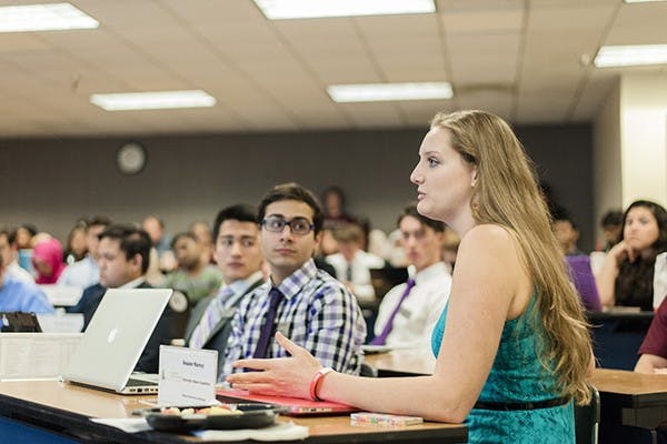 USG Sen. Isabelle Murray speaks during a floor debate on her impeachment, Tuesday, Oct. 21. Sen. Murray was impeached for breaking guidelines on speaking to media and for communication issues. (Photo by Ben Moffat)