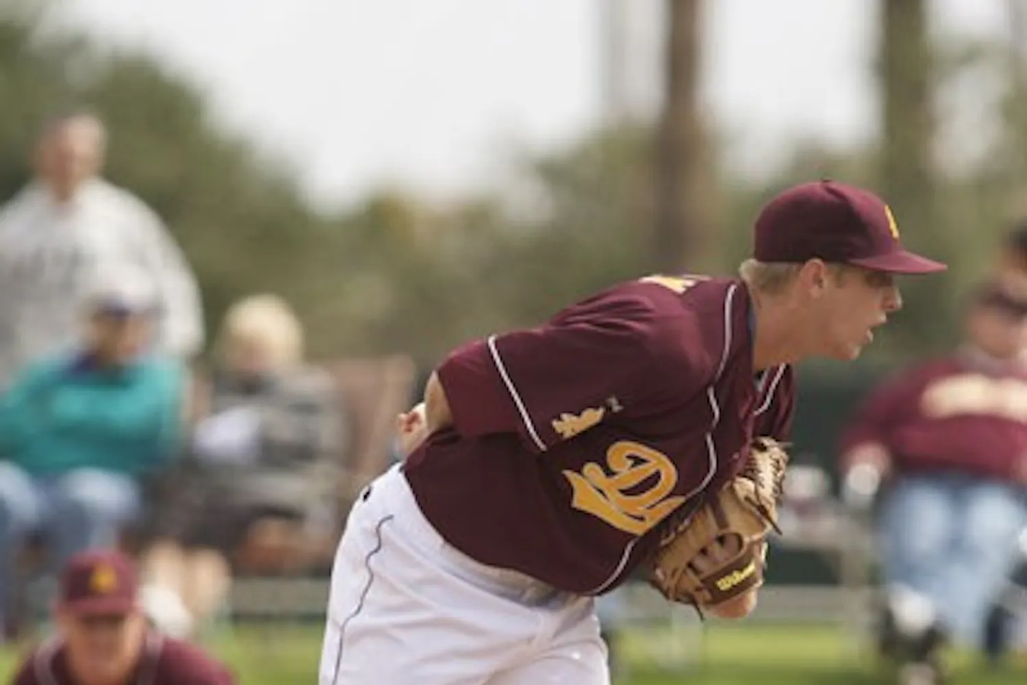 LOCKED IN: ASU junior Merrill Kelly waits for the sign from his catcher during the Sun Devils’ win over Northern Illinois last month. ASU swept all four opponents in this weekend’s Coca-Cola Classic. (Photo by Scott Stuk)