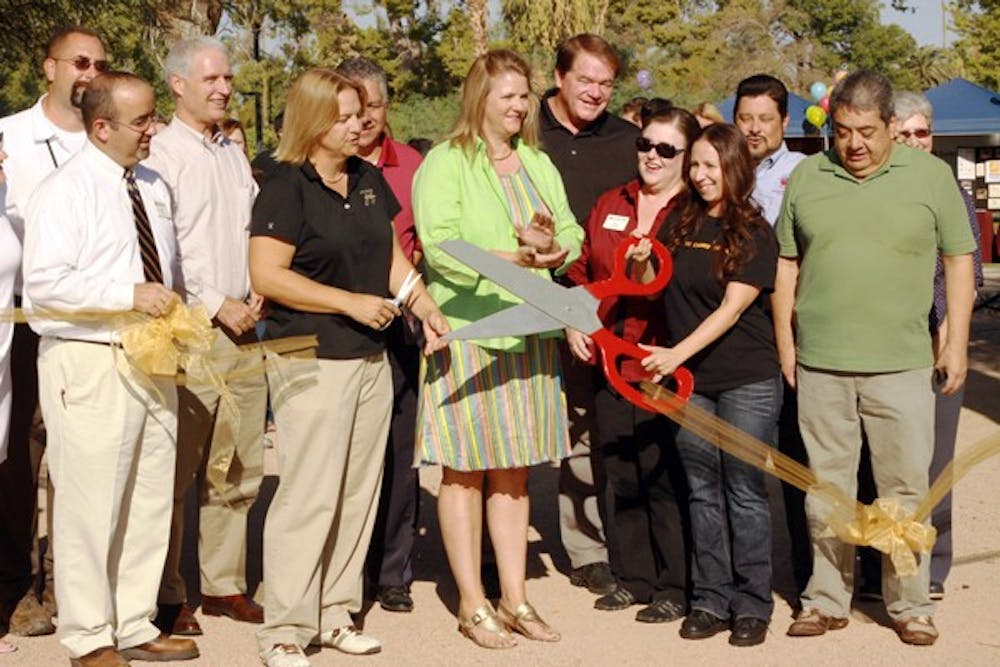 DREAM GREEN: ASU Lodestar Center and the City of Phoenix joined at the new sustainable "Garden of Dreams", in Encanto Park, for a ribbon cutting ceremony on Friday morning. (Photo by Lillian Reid)
