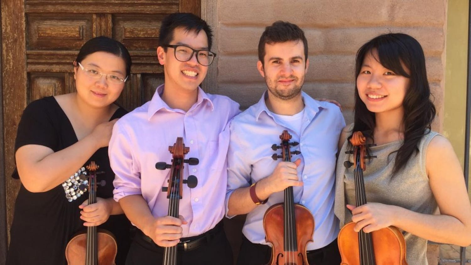 Graduate students Aihua Zhang, Yeil Park, Vladmir Gebe&nbsp;and Yang-Fen Chen of The Herberger Quarter pose for a photo before their recital at the ASU Kerr Cultural Center in May, 2016. The group will be performing on Wednesday, Nov. 30, in the Recital Hall on the Tempe campus.