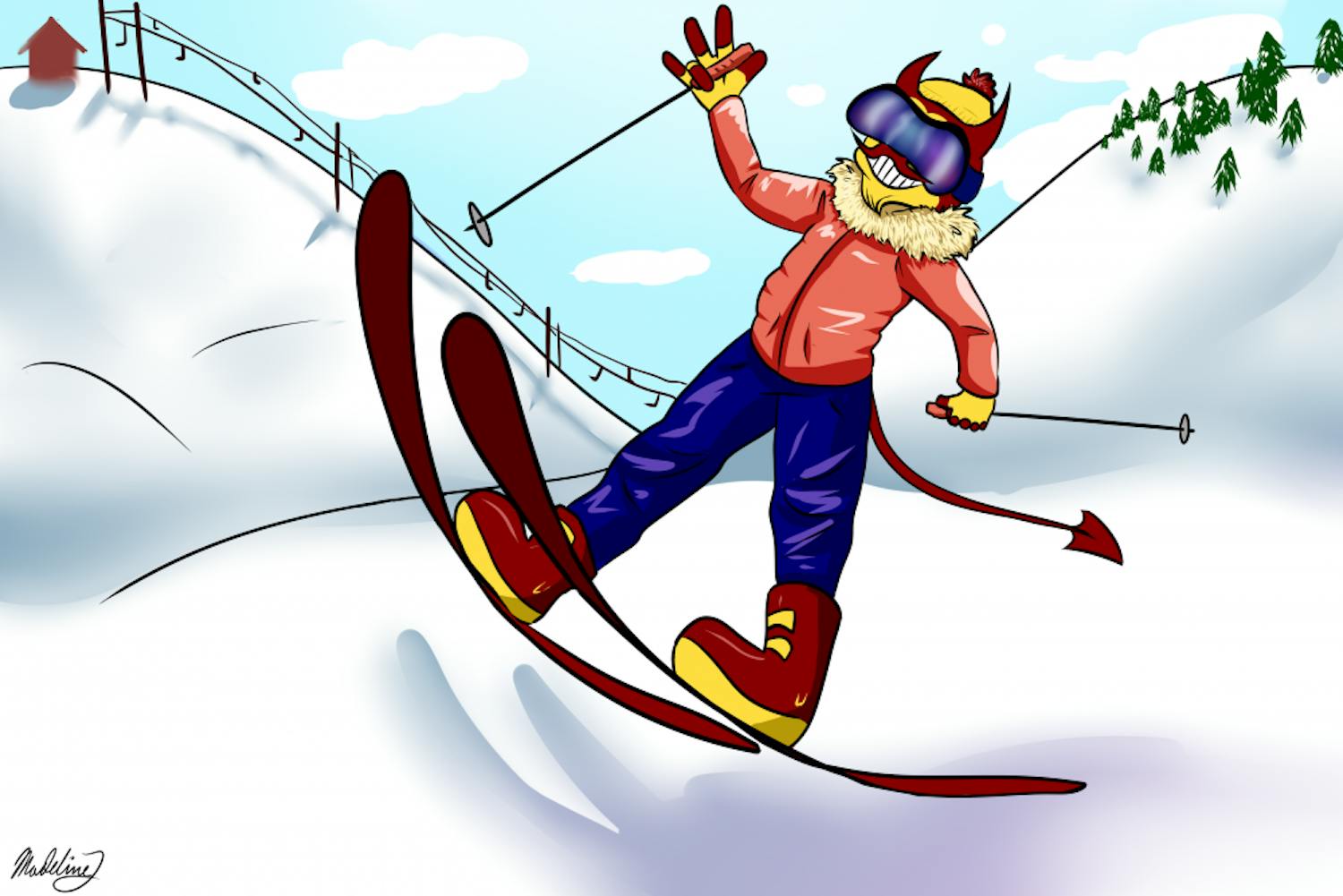 sparky skiing