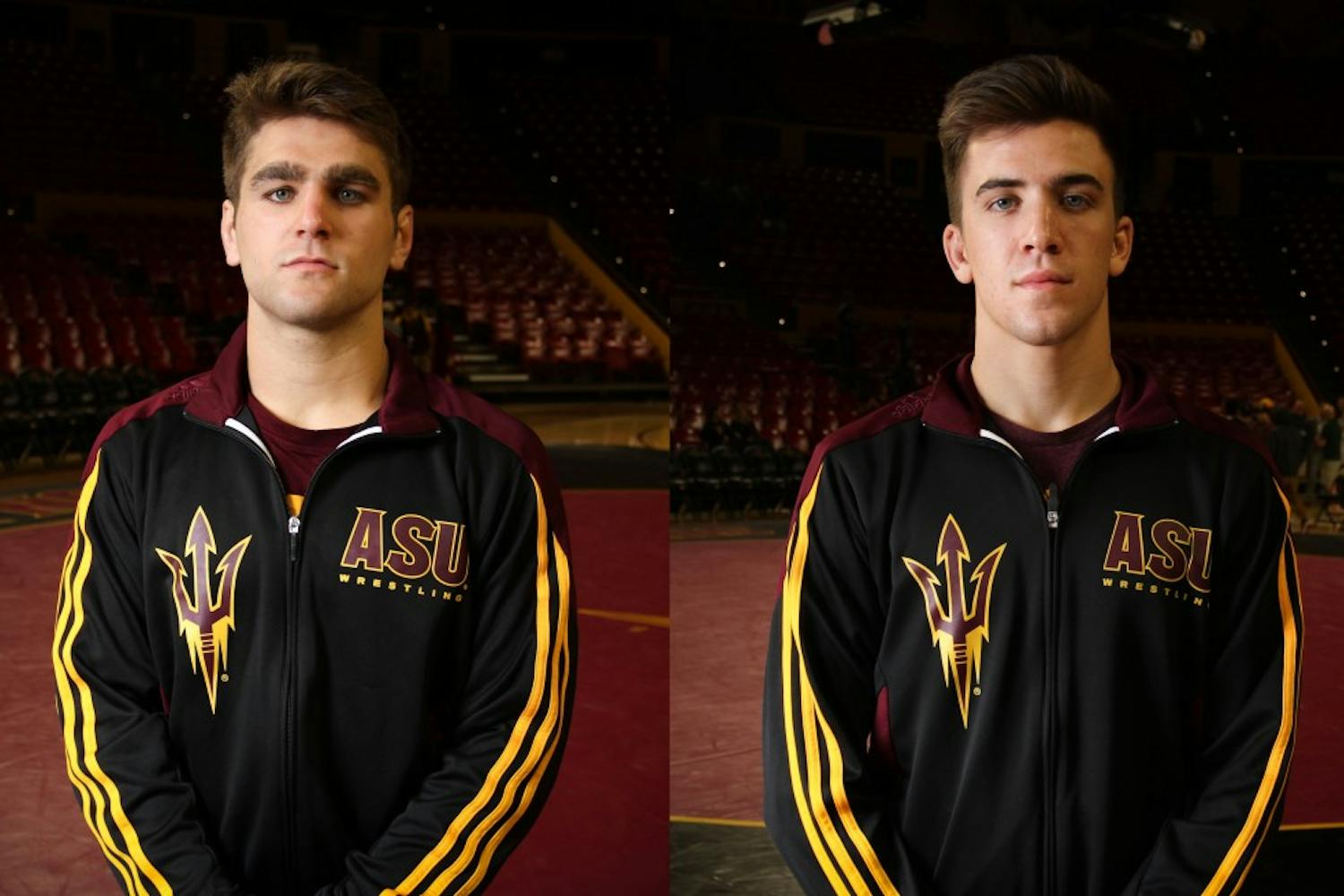 Josh Shields, left, and Josh Maruca are both redshirt freshmen on the ASU wrestling team. Portraits taken in Tempe, Arizona, on Nov. 19, 2016.