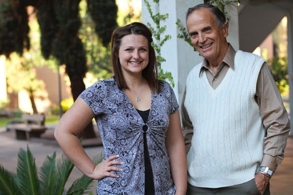 ENGINEERING EDUCATION: Early education senior Rachel Wade and Professor Jan Snyder are involved in a program called Engineers Serving Education, in which students from the Mary Lou Fulton Teachers College learn how to incorporate engineering activities in their classrooms from instructors at the Ira A. Fulton School of Engineering. (Photo by Lisa Bartoli)