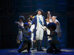 Actors perform the famous hip-hop musical Hamilton, which will be coming to ASU Gammage in January of 2018.