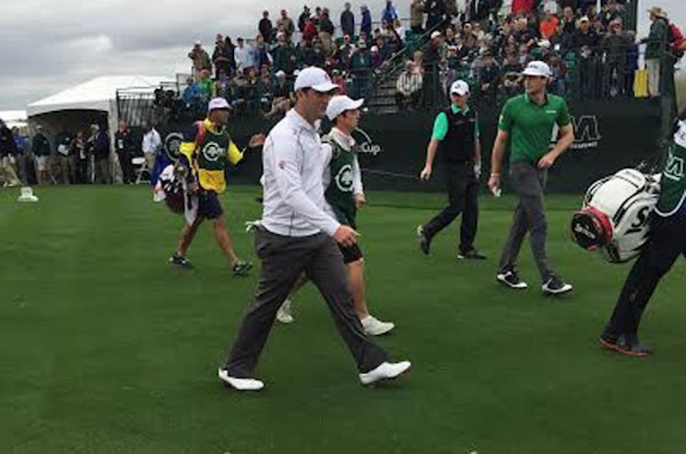 ASU's Jon Rahm after hitting his tee shot on the first hole at the Phoenix Open. Rahm is 9-under entering the final round.