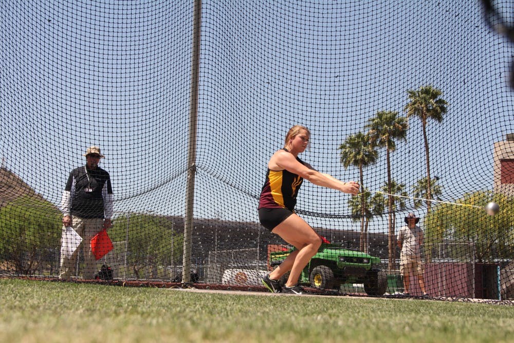 Senior thrower Chelsea Cassulo and redshirt junior Anna Jelmini took home individual NCAA championships. As a team, the ASU women finished 10th overall while the men placed 28th overall. (Photo by Abhiram Chandrashekar.)