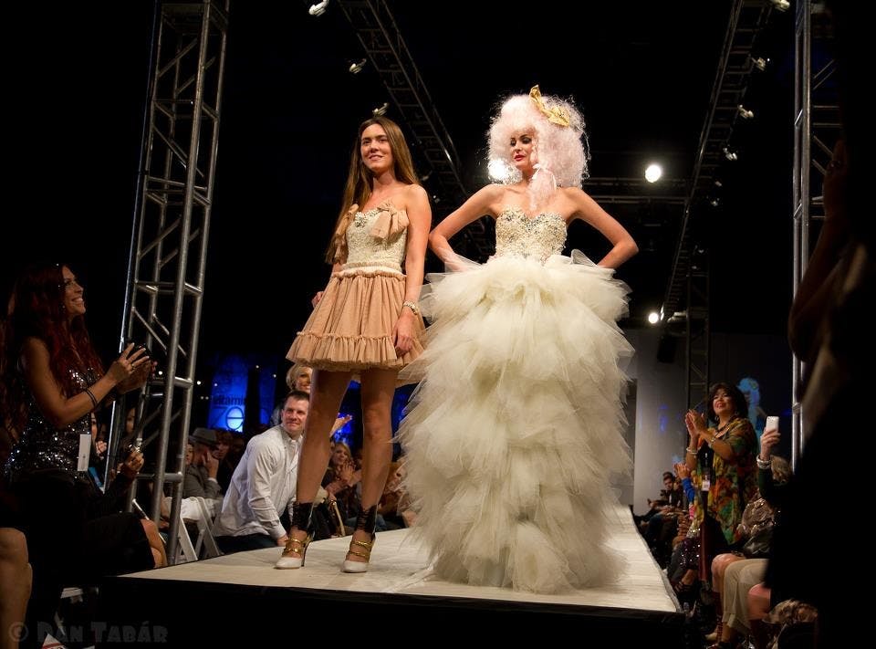 Silvia Bours and a model at PFW. Photo courtesy of  Silvia Bours Facebook page.