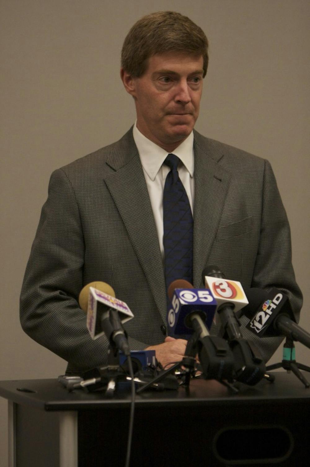LEANIN; MAYOR BLAAA BLAAA attends a police meeting      (Photo by Scott Stuk)