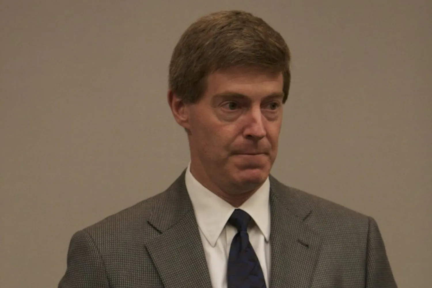 LEANIN; MAYOR BLAAA BLAAA attends a police meeting (Photo by Scott Stuk)