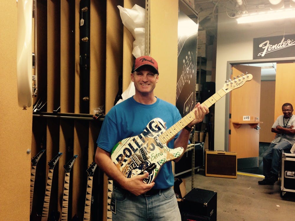 Lance Whitford poses for a portrait in the Fender factory where he worked on September 15, 2015, as the 21st day of his campaign.