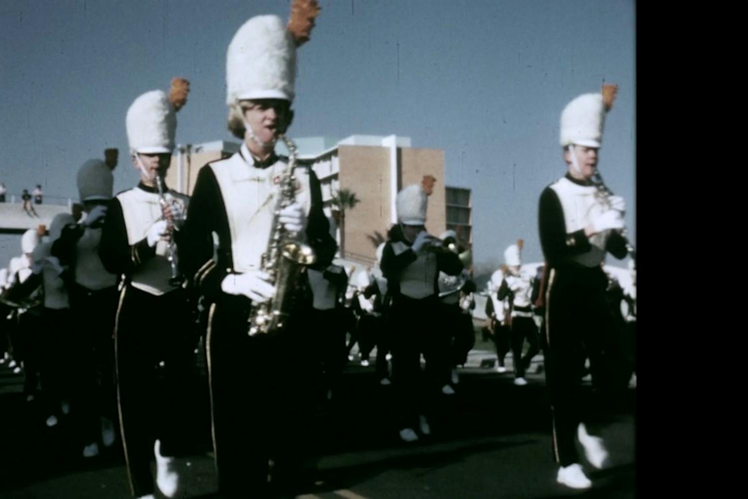 Band students march in a screenshot from the&nbsp;Arizona State University: Campus in the Sun video.