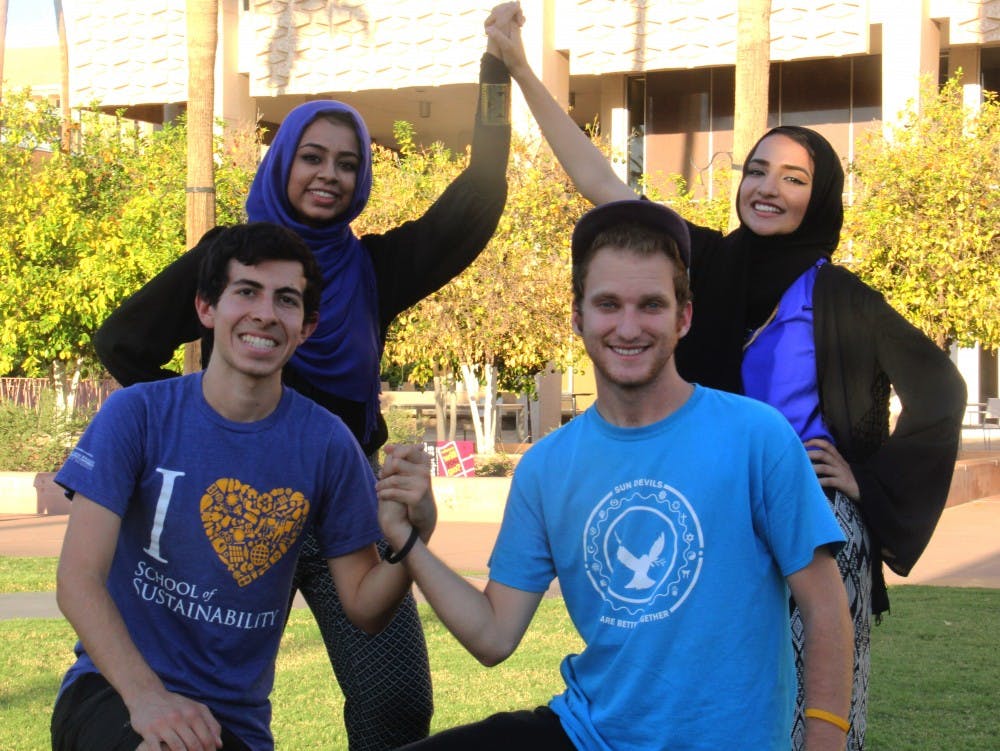 Top Left, Anusha Abbas Senior, Applied Biological Sciences; Top right Fara Arefi Sophomore Applied Biological Sciences; Bottom left Gabe Leon Freshman, Sustainability and Applied Botanical Sciences; John Martin Senior, Religion, Public Life & Conflict