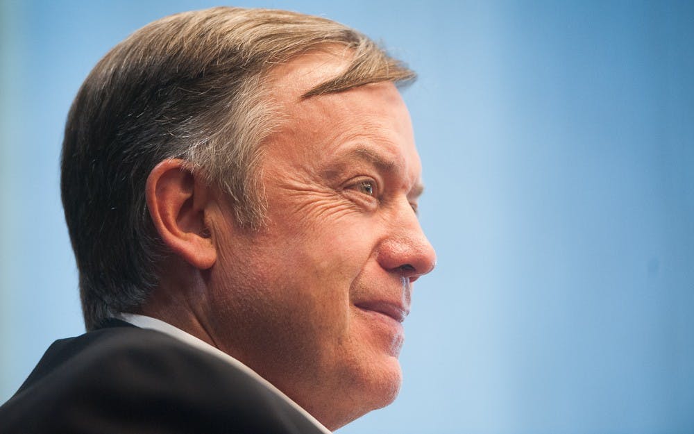 President Michael Crow meets with The State Press editorial board on Friday, Oct. 2, 2015, at the Fulton Center in Tempe.