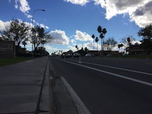 A segment of the bike lanes on McClintock Drive approaching Ariz. Highway 60&nbsp;going south.