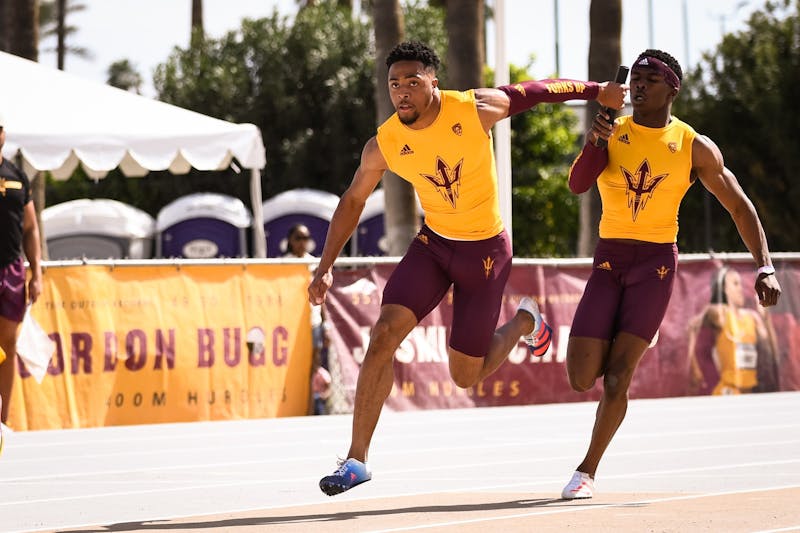 Then ASU sophomore sprinter Justin Robinson competing at the Baldy Castillo Track and field meet on Saturday, March 19, 2022, at the Joe Selleh Track at Sun Angel Stadium in Tempe.