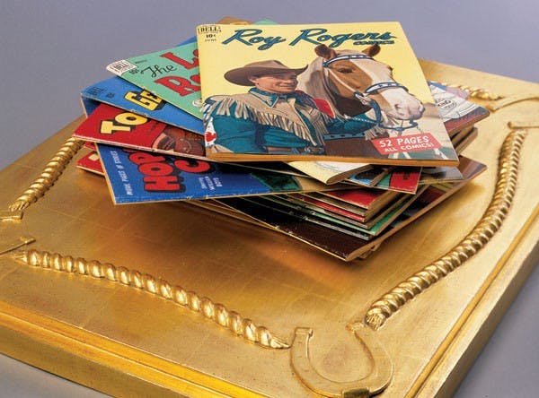 Gary T. Erbe, Cowboy Comics, 1996. Bronze, oil and gilded wood. Gift of the artist in memory of Muriel Koestler. (Photo courtesy of the Phoenix Art Museum)