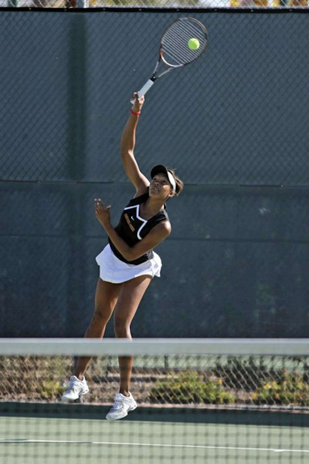 JUST VISITING: Junior Ashlee Brown is one of four international players on the Sun Devild tennis roster. Recruiting players from outside the U.S. has become a common practice for college programs. (Photo by Kyle Thompson)