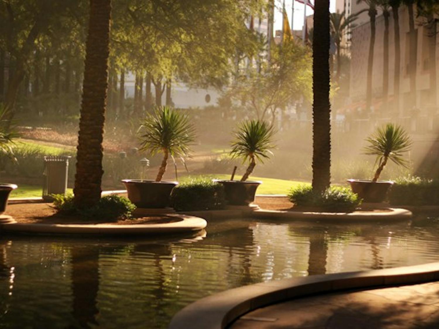 SERENE SCENE: Light peeks into the courtyard at the Arizona Center in downtown Phoenix. (Photo by Lillian Reid)