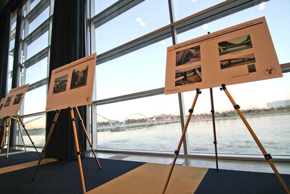 After deliberating for several months, the Tempe City Council decided Thursday to construct a steel-hinged crested gate dam at the west end of Tempe Town Lake. The new dam is scheduled to be completed by December 2015. (Photo by Lisa Bartoli)