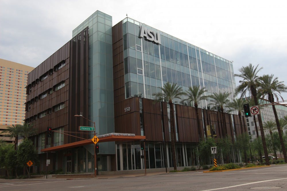 A view of the Nursing Innovation building, which houses a healthy living office. Inside, employees and students a like are encouraged to try new methods of working efficiently and healthfully. (Photo by Dominic Valente)