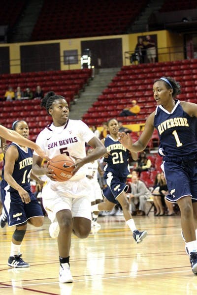 ASU junior guard Deja Mann drives to the basket during the Sun Devils’ win over UC Riverside. The ASU Classic gets an early start on Friday, and the Sun Devils are looking for a sweep. (Photo by Sam Rosenbaum)