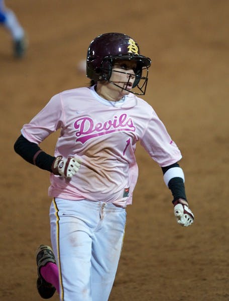 Making a Statement: ASU junior outfielder Kayla Ketchum rounds the bases against UC Santa Barbara on March 27. The Sun Devils started off strong in Pac-10 play, winning two of three games against Cal over the weekend. (Photo by Michael Arellano)