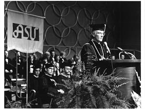 J. Russell Nelson speaks at a graduation ceremony.
