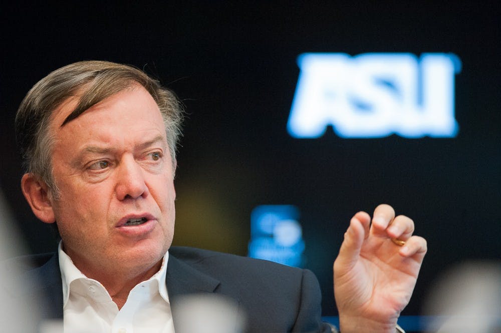 President Michael Crow meets with The State Press editorial board on Friday, Oct. 2, 2015, at the Fulton Center in Tempe.