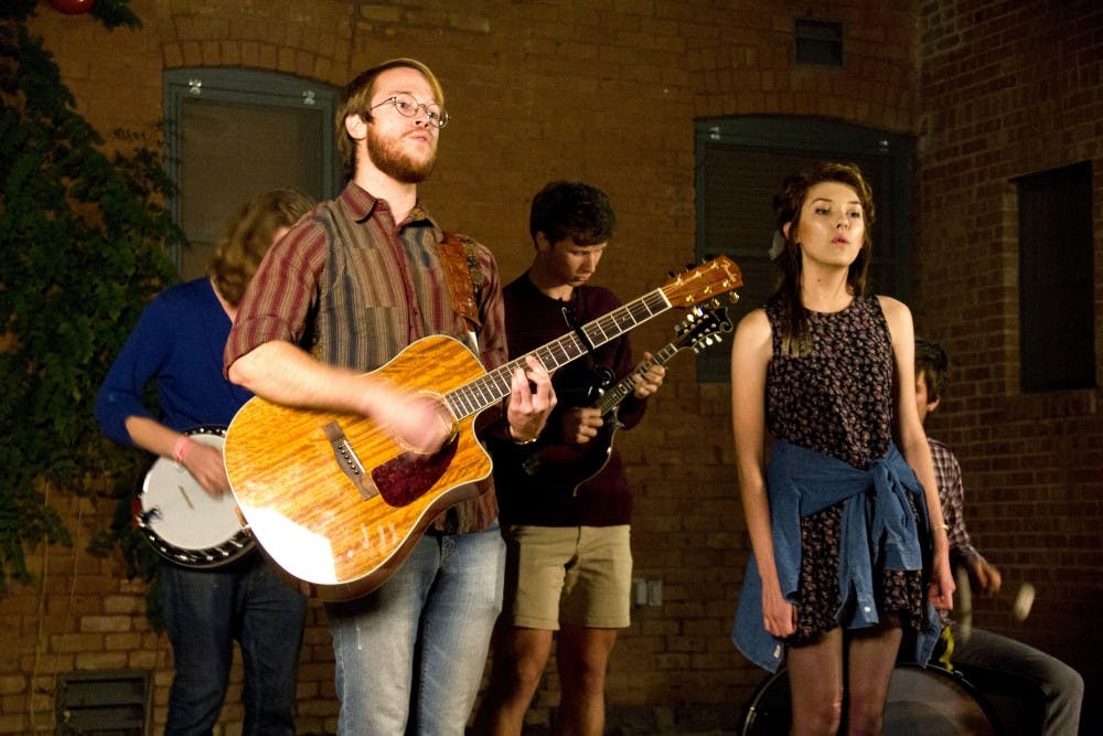 Longbird performs one of their songs from their new EP "Pioneer Cemetery" on the Tempe campus at ASU. While the consistent members of the band hail from Yuma, Ariz., they base their operation out of Tempe. (Photo by Diana Lustig)