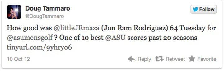 Some more tweets rolling in on the young golf-star-- from the coach himself. Photo by Evan Triantafilidis.