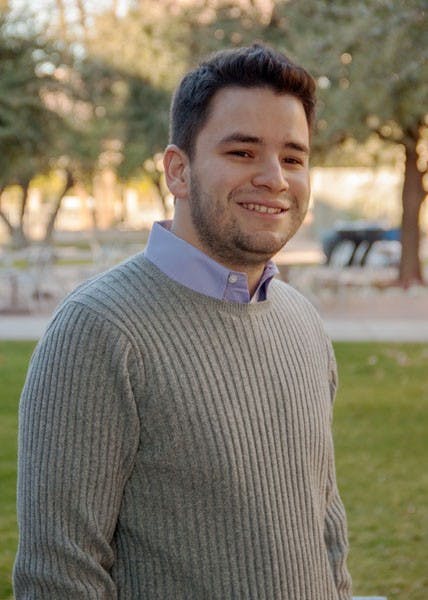 Second year psychology doctoral student German Cadeñas, founder of the  Arizona DREAM Act Coalition. Cadeñas is making a point by saying that Brewer is targeting DREAMers so that she can sustain her political power. (Photo by Abhiram Chanrash)
