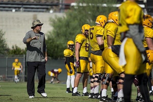 Head coach Todd Graham directs his players at practice on Wednesday, Sept. 10 (Photo by Alexis Macklin)