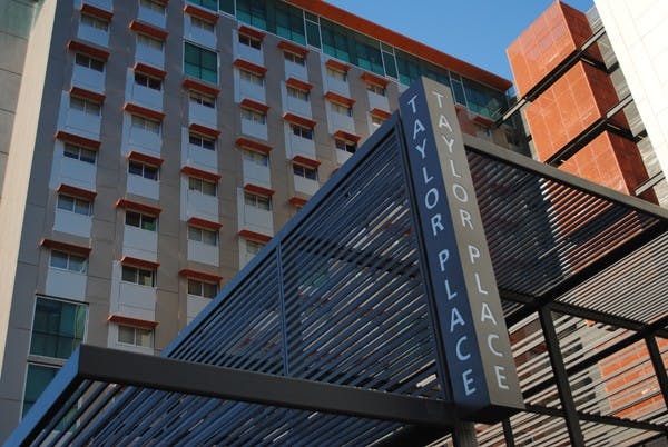 ON THE MOVE: Taylor Place, the ASU downtown campus' dorm complex, will soon see an influx of freshman kinesiology students who will be staying on the "RCKN" floor. The kinesiology program, currently located on the Tempe campus, will be gradually moving downtown over the next three years.  (Photo by Yvonne Gonzalez)