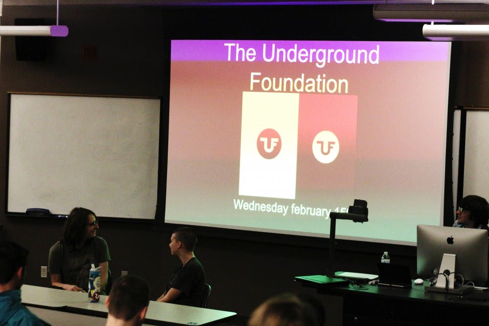 The Underground Foundation members attend a club meeting to discuss their first zine and upcoming events taken in Discovery Hall on Wednesday, Feb. 15, 2017. 