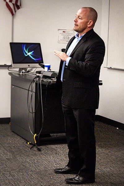 Arizona State House minority leader Chad Campbell (D) spoke about being an Arizona lawmaker.
The state representative also stressed the importance of getting involved and spending time with your district policymakers. (Photo by Cassidy Trowbridge)