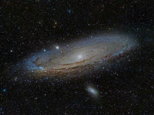 Astrophotography of the Andromeda Galaxy taken in the Arizona Desert using a four hour exposure.