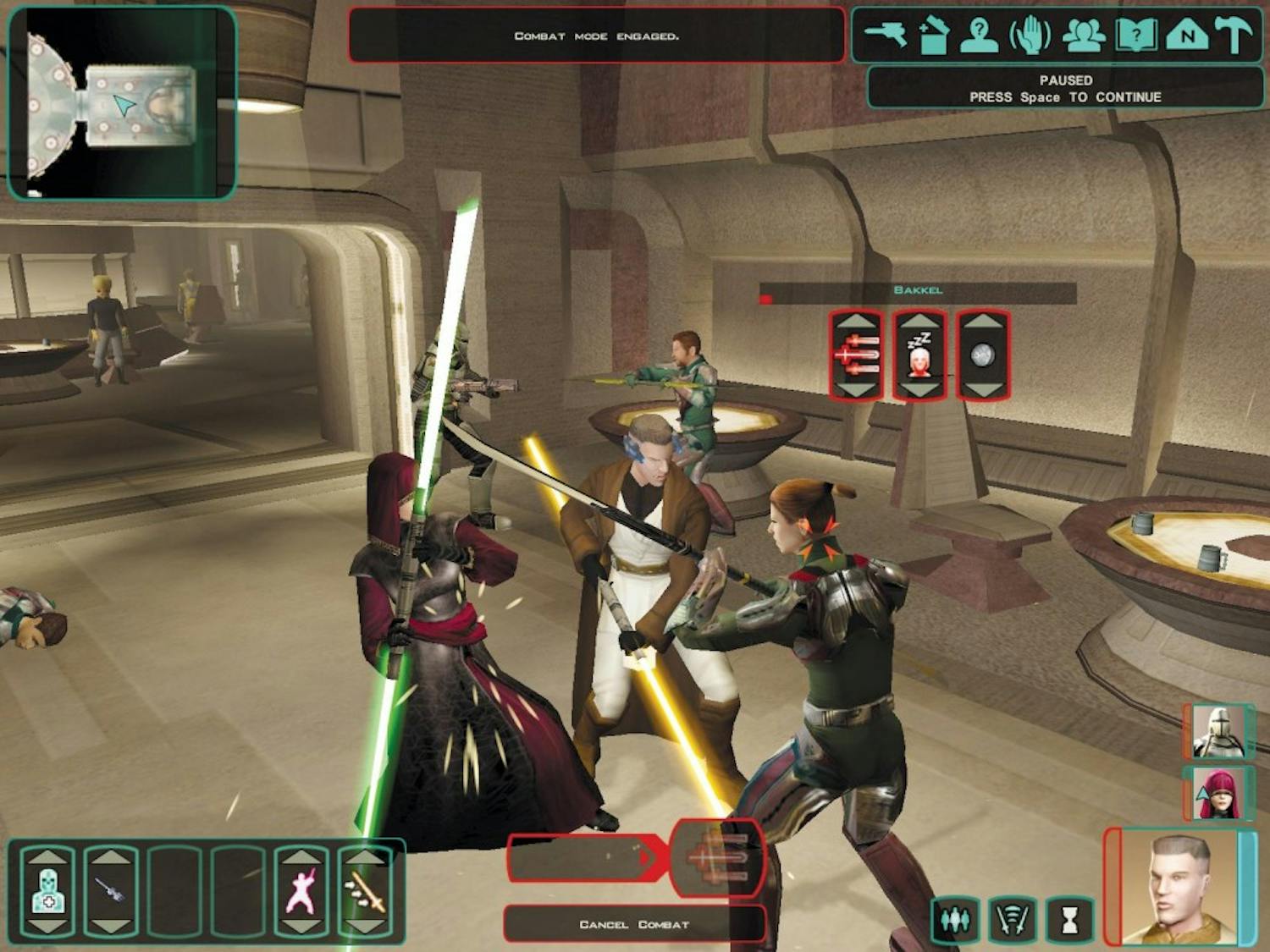 KOTOR 2’s gameplay was a pleasing mix of RPG and action elements. Players could arrange a party of able companions to fight alongside them and eventually, train some of them to become Jedi as well. Courtesy Google Images